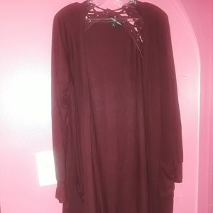 Long maroon cardigan